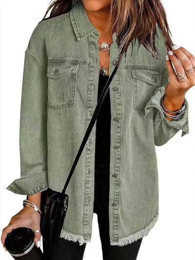 Évanie™ | Washed Black Denim Shirt Jacket