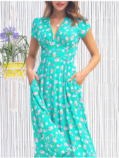 Horalie™ | Floral Midi Dress