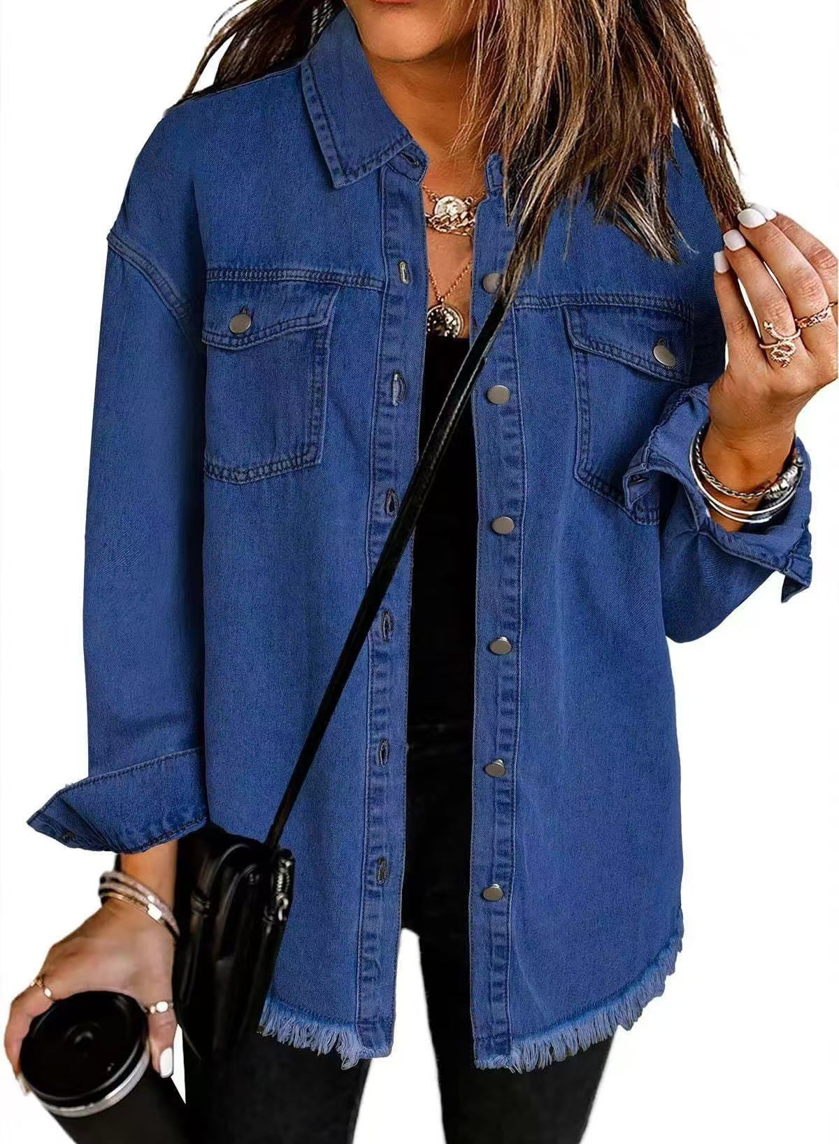 Évanie™ | Washed Black Denim Shirt Jacket