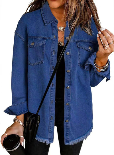 Évanie™ | Washed Black Denim Shirt Jacket
