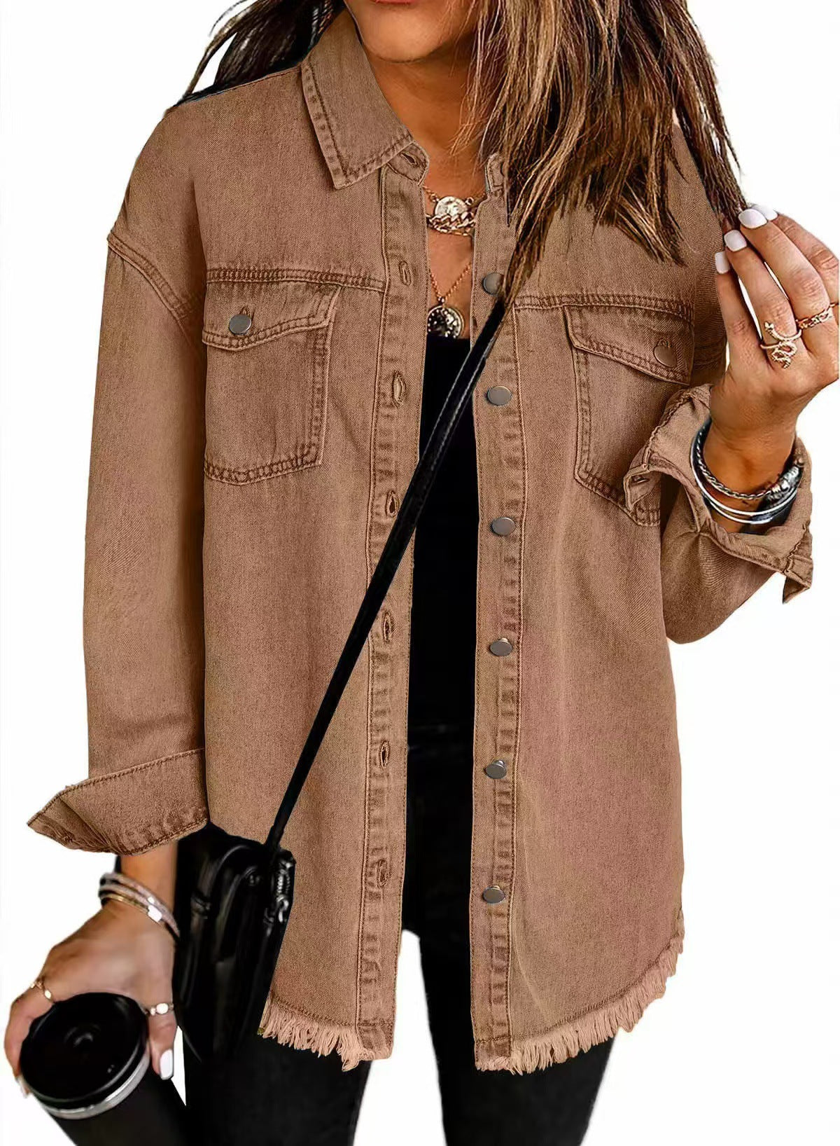 Évanie™ | Washed Black Denim Shirt Jacket