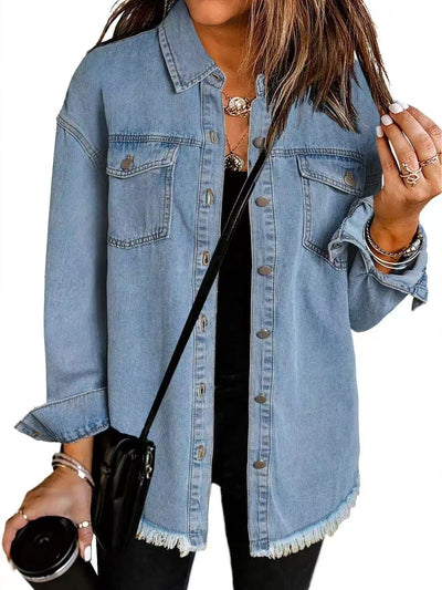 Évanie™ | Washed Black Denim Shirt Jacket