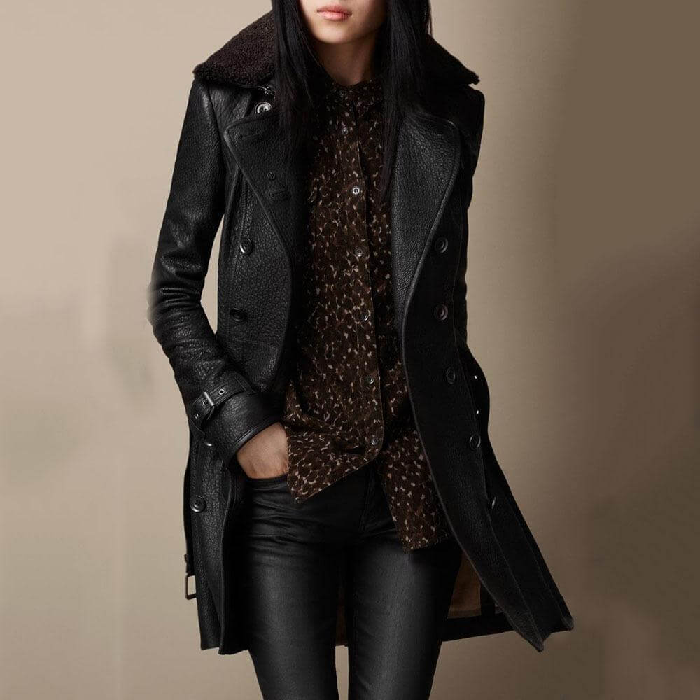 Azaria™ | Elegant Leather Trench Coat