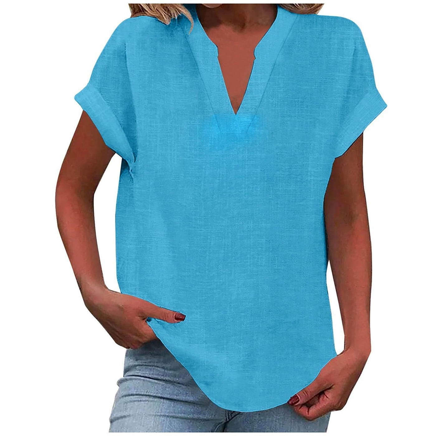 Lynora™ | Breezy V-Neck Linen Top