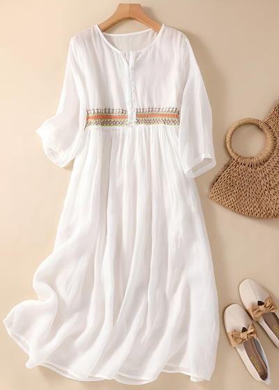 Aurelia™ | Embroidered Cotton Midi Dress