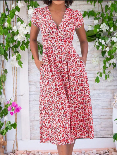 Horalie™ | Floral Midi Dress