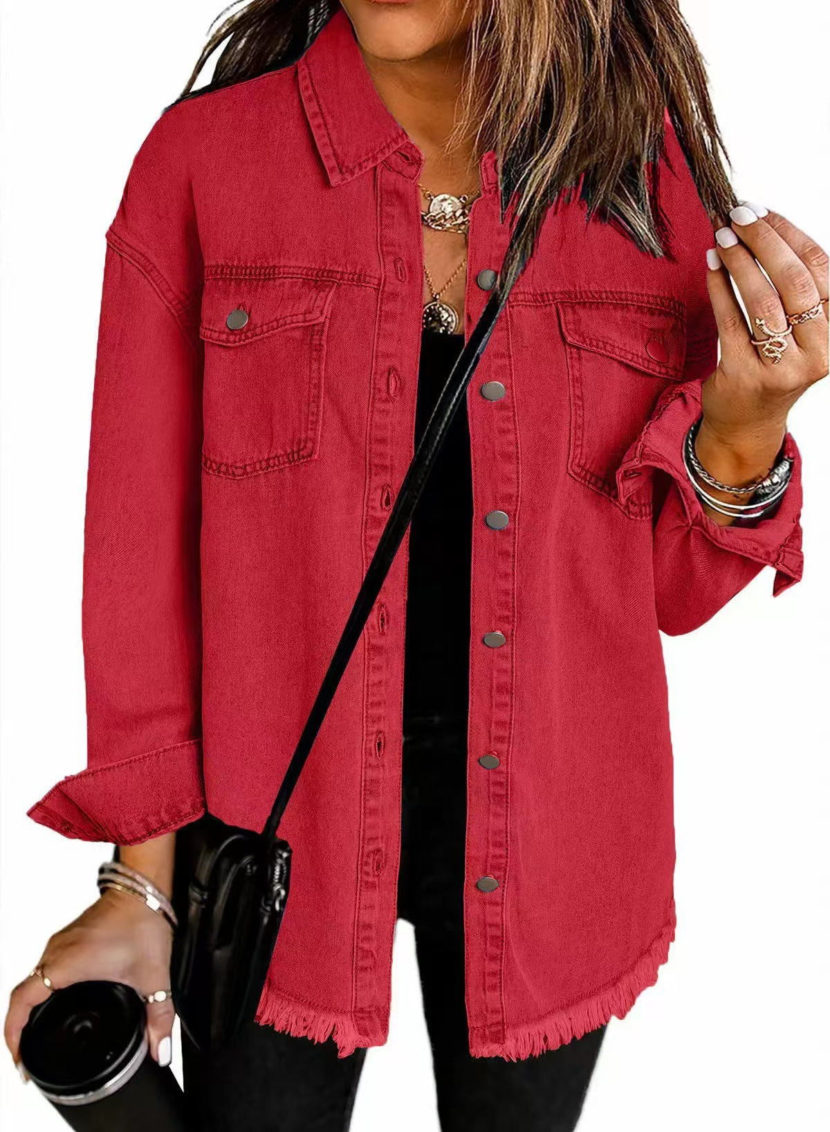 Évanie™ | Washed Black Denim Shirt Jacket