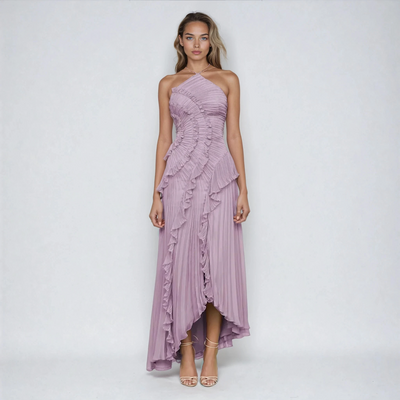 Brélyn™ | Ruffled Halter Pleated Dress