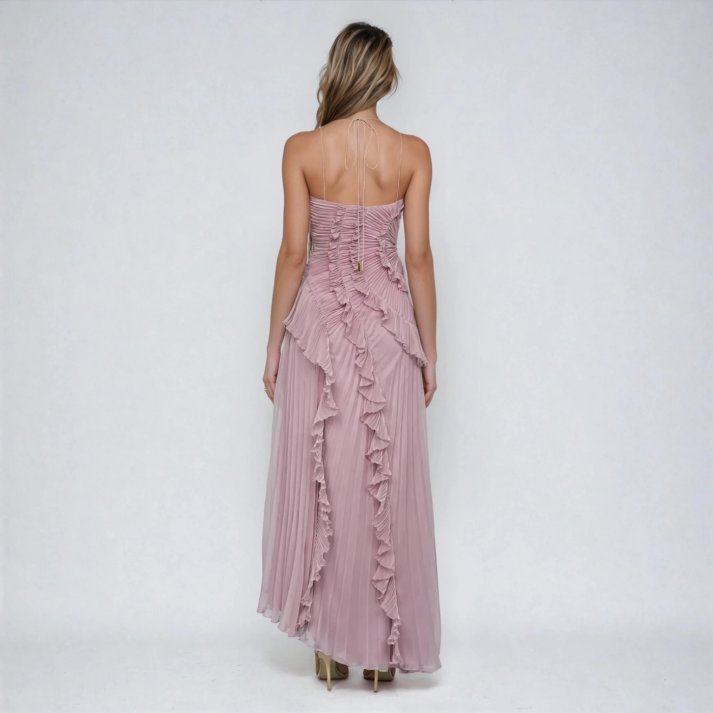 Brélyn™ | Ruffled Halter Pleated Dress