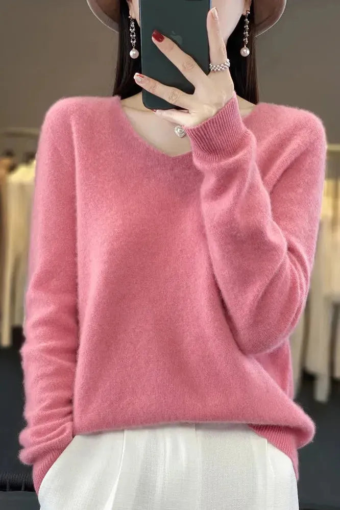 Lioraé™ | Soft V-Neck Cashmere Sweater