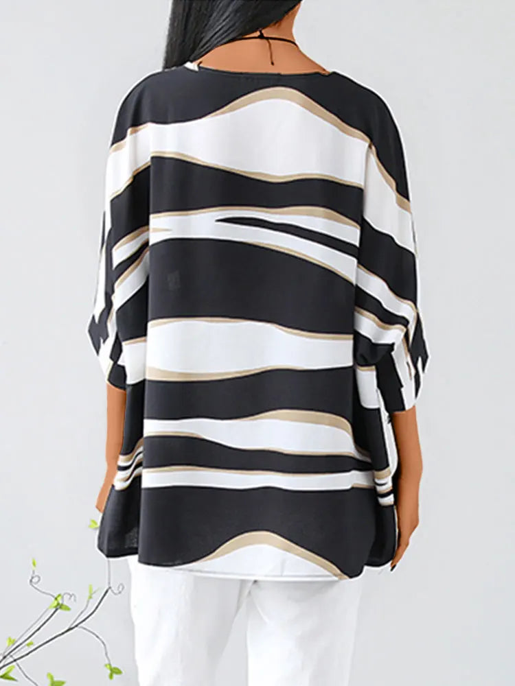 Flavie™ | Modern Striped Oversized Blouse