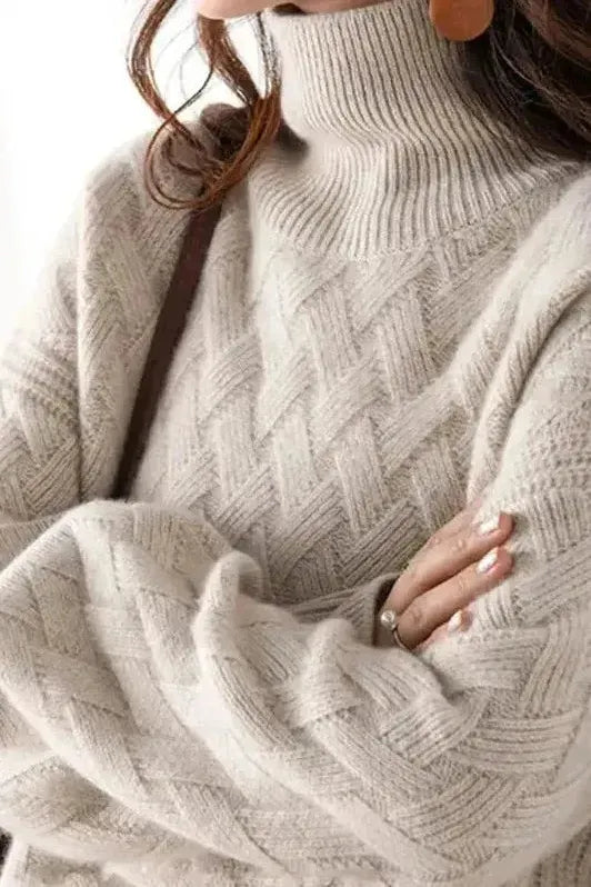 Joliane™ | High Neck Textured Knit Sweater