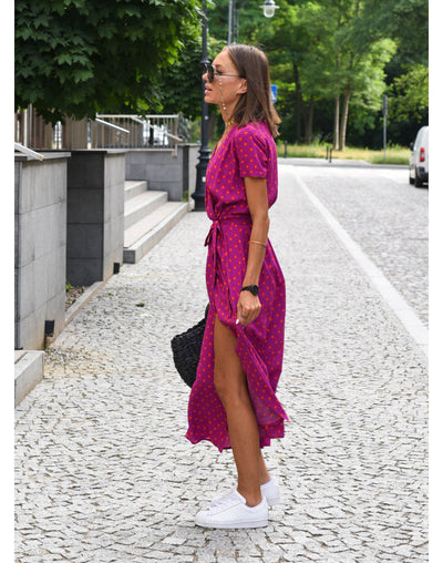 Zelvara™ | Belted Floral Street Maxi Dress