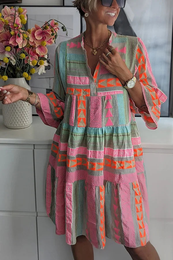 Isara™ | Boho Geometric Tunic Dress