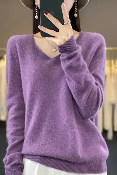 Lioraé™ | Soft V-Neck Cashmere Sweater