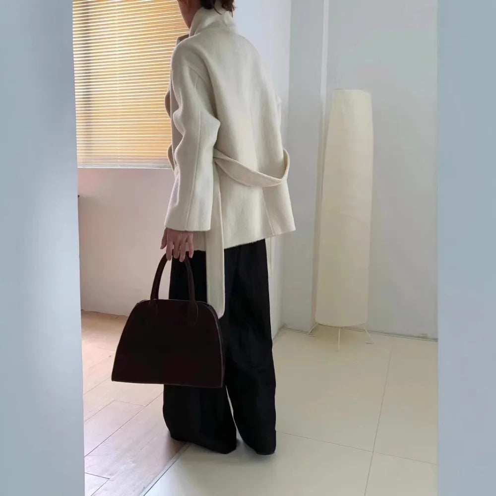 Velora™ | Women’s Minimalist High-Collar Wool Coat
