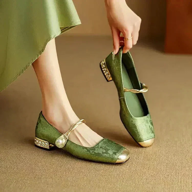 Émeraude™ | Vintage Green Mary Jane Flats