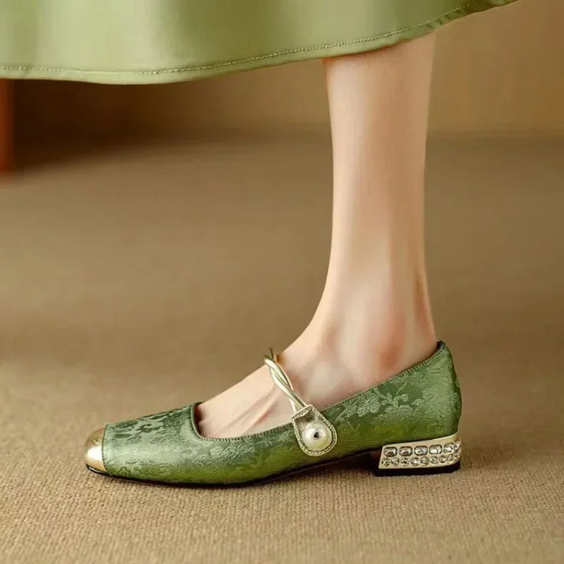 Émeraude™ | Vintage Green Mary Jane Flats