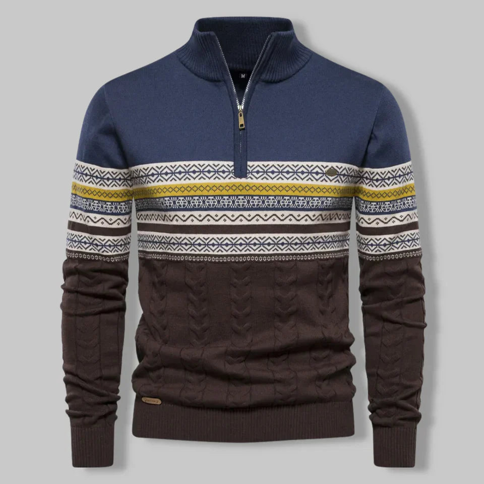 Leif™ | Nordic Knit Half-Zip Sweater