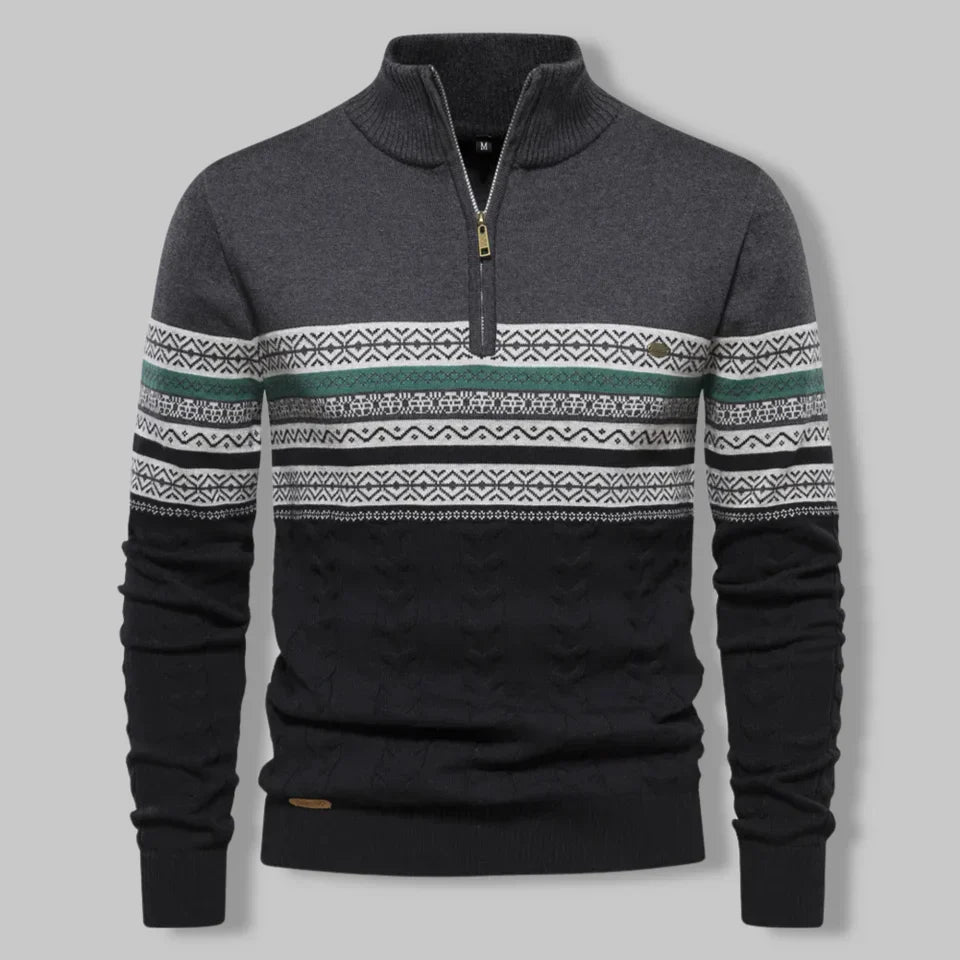 Leif™ | Nordic Knit Half-Zip Sweater