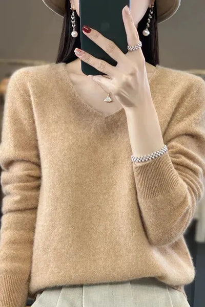 Lioraé™ | Soft V-Neck Cashmere Sweater
