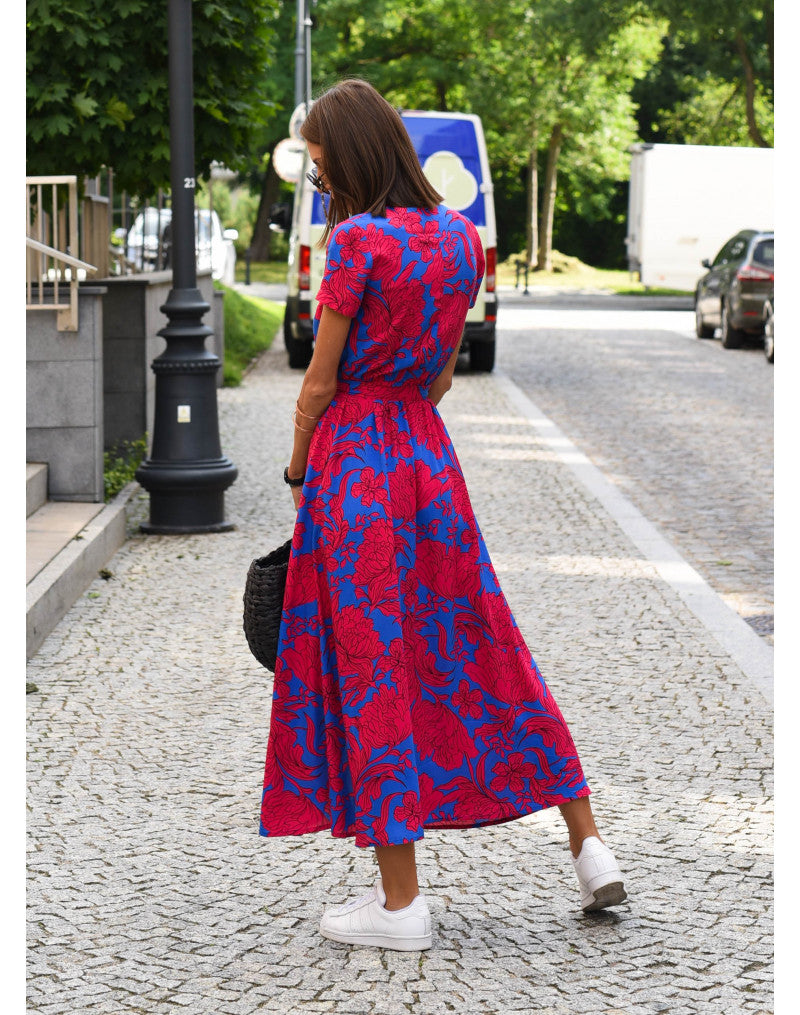 Zelvara™ | Belted Floral Street Maxi Dress
