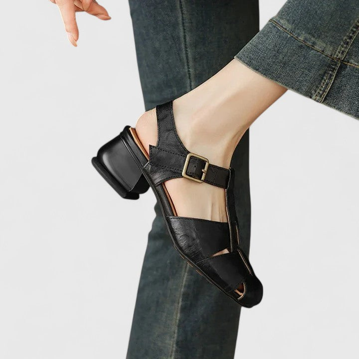Solviane™ | Classic Buckle Low-Heel Sandals