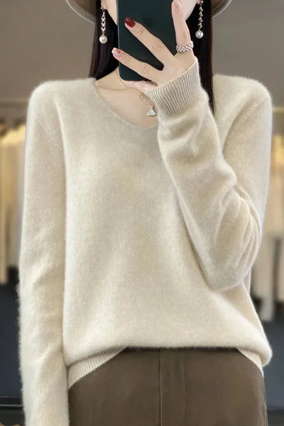 Lioraé™ | Soft V-Neck Cashmere Sweater