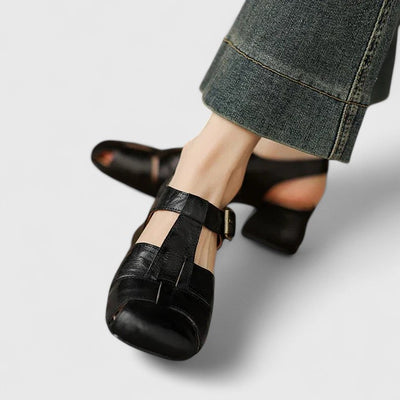 Solviane™ | Classic Buckle Low-Heel Sandals