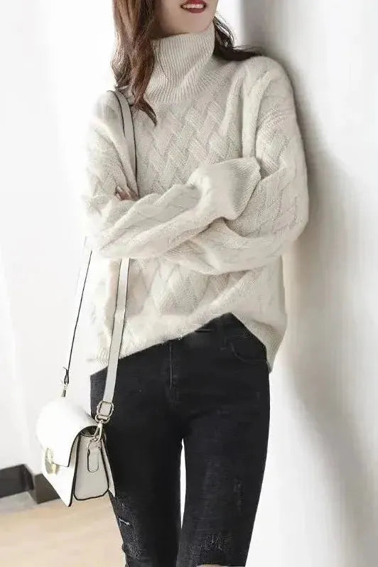 Joliane™ | High Neck Textured Knit Sweater