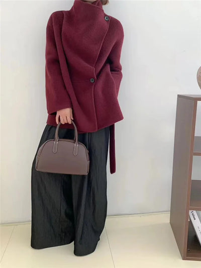Velora™ | Women’s Minimalist High-Collar Wool Coat