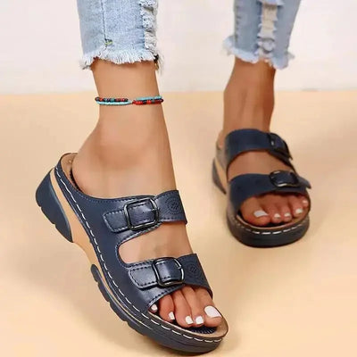 Flaviane™ | Women’s Comfort Buckle Wedge Sandals