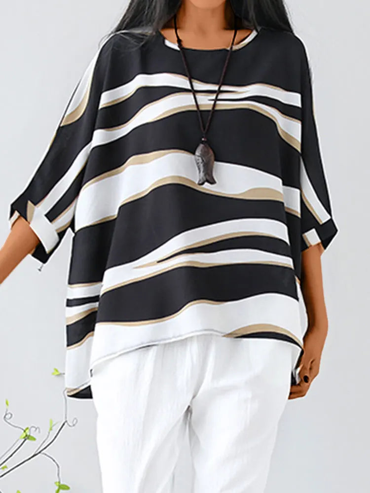 Flavie™ | Modern Striped Oversized Blouse