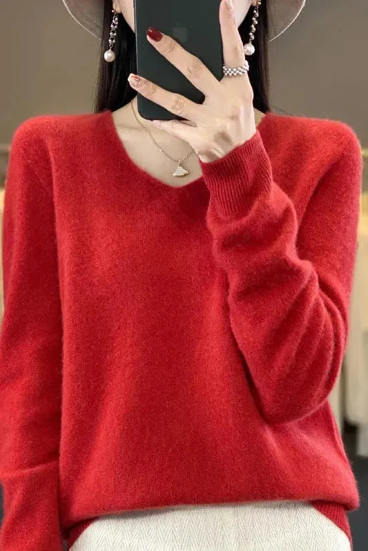 Lioraé™ | Soft V-Neck Cashmere Sweater