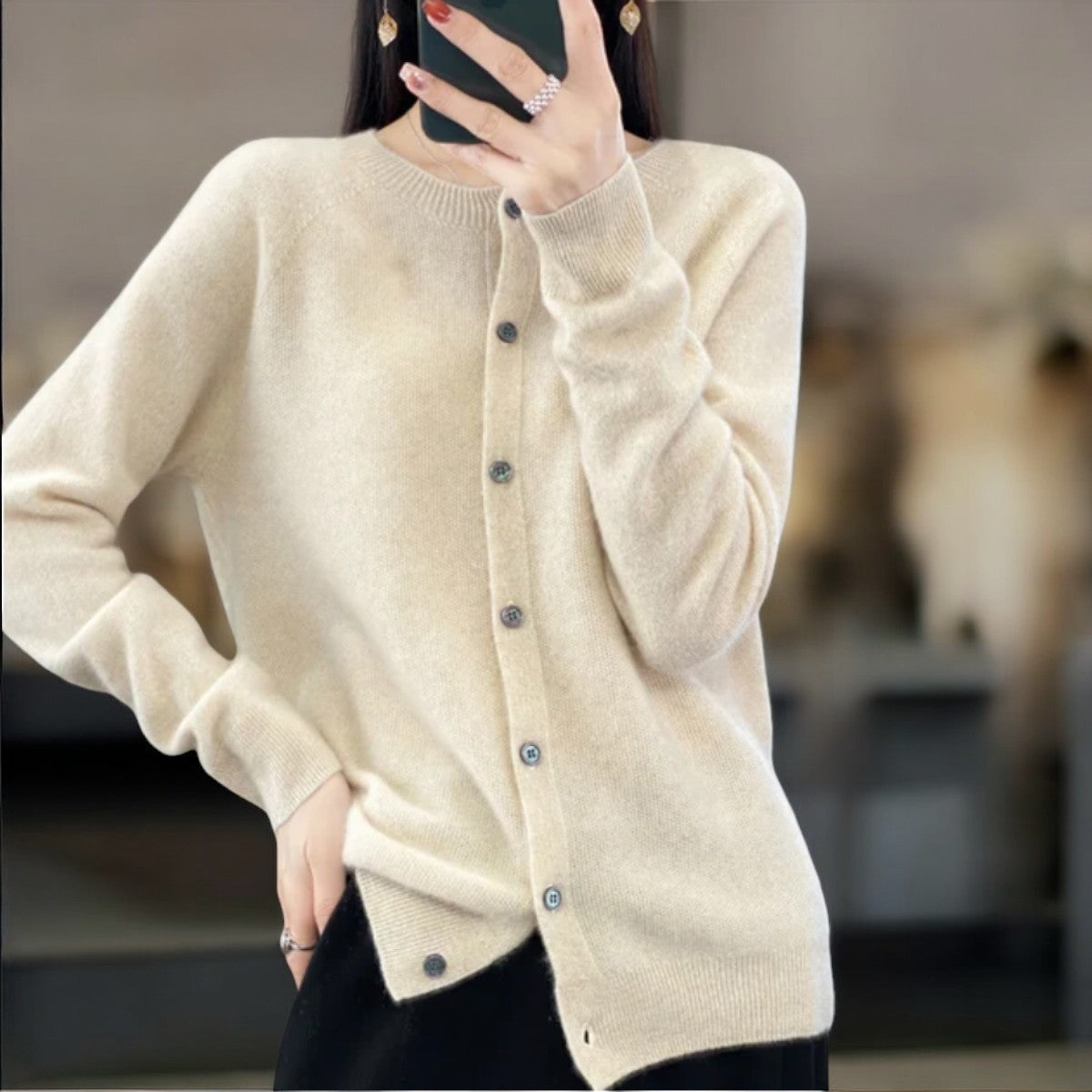 Mirelise™ | Classic Button Cashmere Cardigan