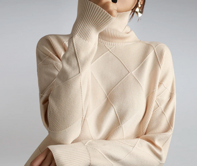 Myrélie™ | Diamond-Knit Turtleneck Sweater