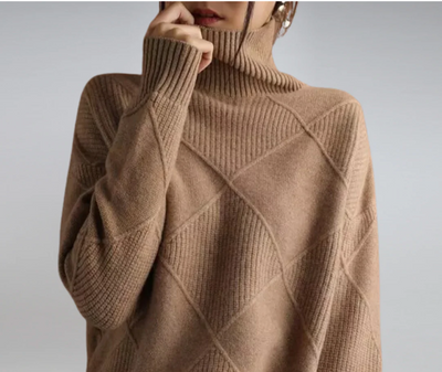 Myrélie™ | Diamond-Knit Turtleneck Sweater