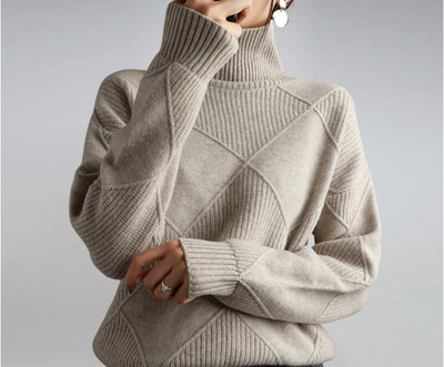 Myrélie™ | Diamond-Knit Turtleneck Sweater