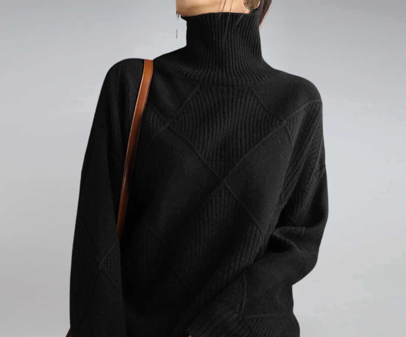 Myrélie™ | Diamond-Knit Turtleneck Sweater