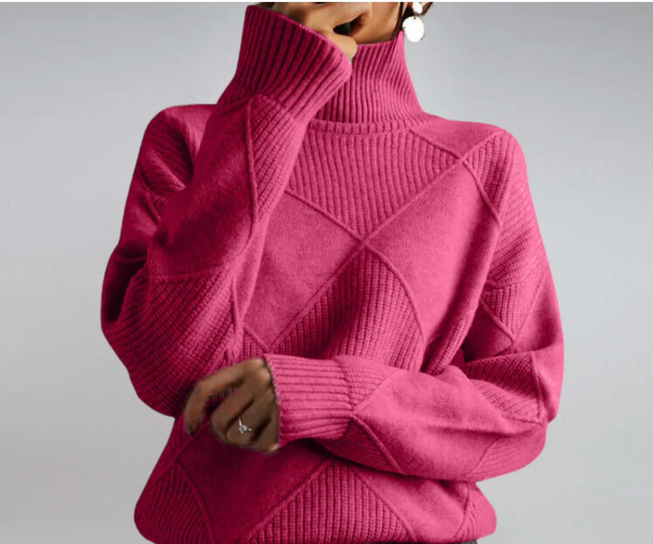 Myrélie™ | Diamond-Knit Turtleneck Sweater