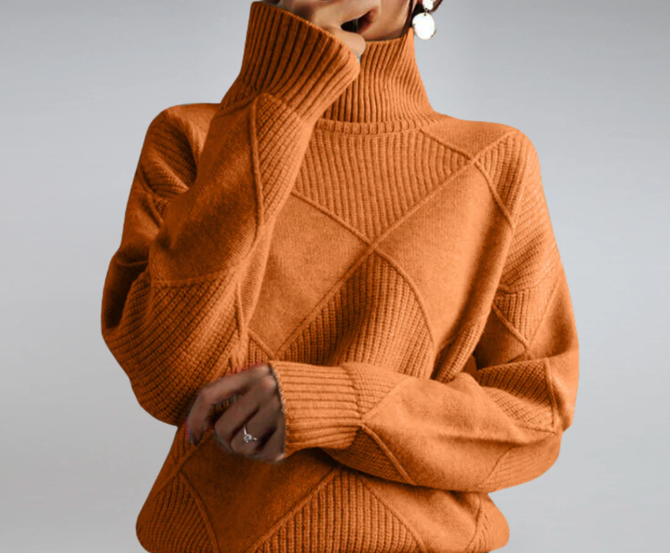Myrélie™ | Diamond-Knit Turtleneck Sweater