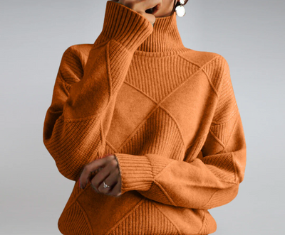 Myrélie™ | Diamond-Knit Turtleneck Sweater