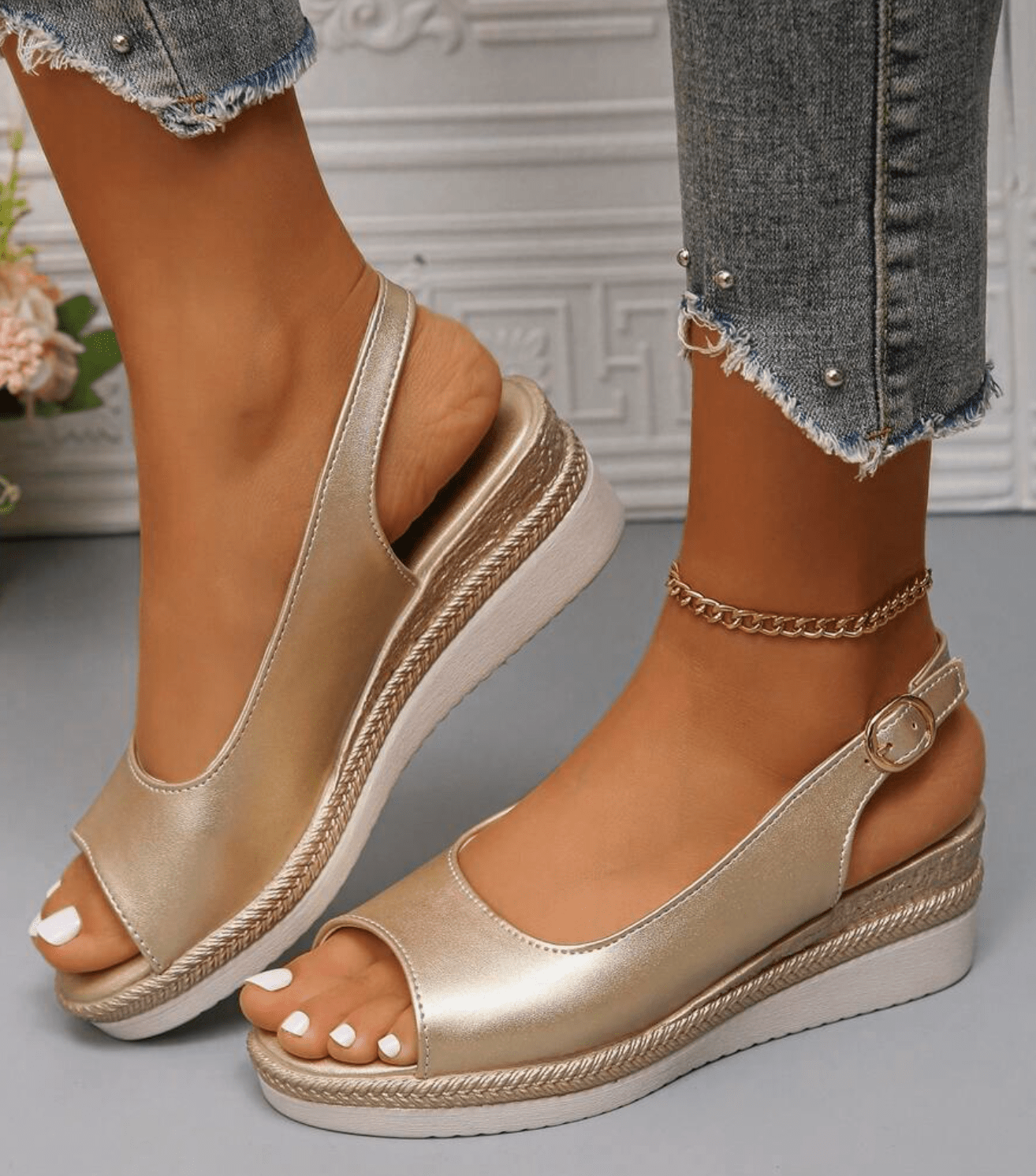 Quélyn™ | Elegant Slingback Wedge Sandals