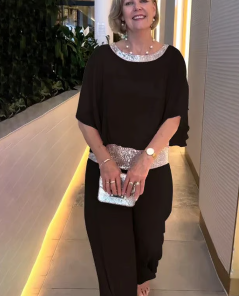 Bélenie™ | Elegant Sequin-Belted Jumpsuit