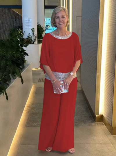 Bélenie™ | Elegant Sequin-Belted Jumpsuit