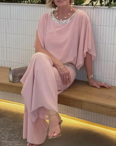 Bélenie™ | Elegant Sequin-Belted Jumpsuit