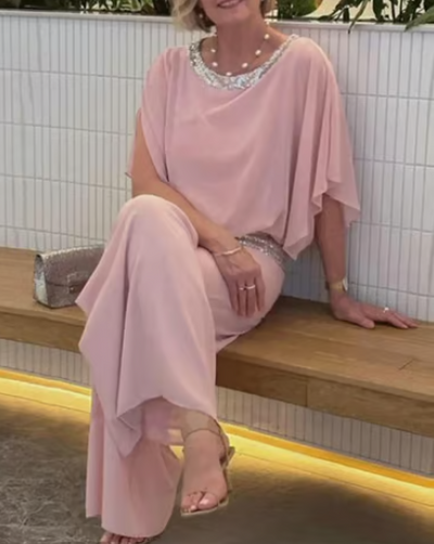 Bélenie™ | Elegant Sequin-Belted Jumpsuit