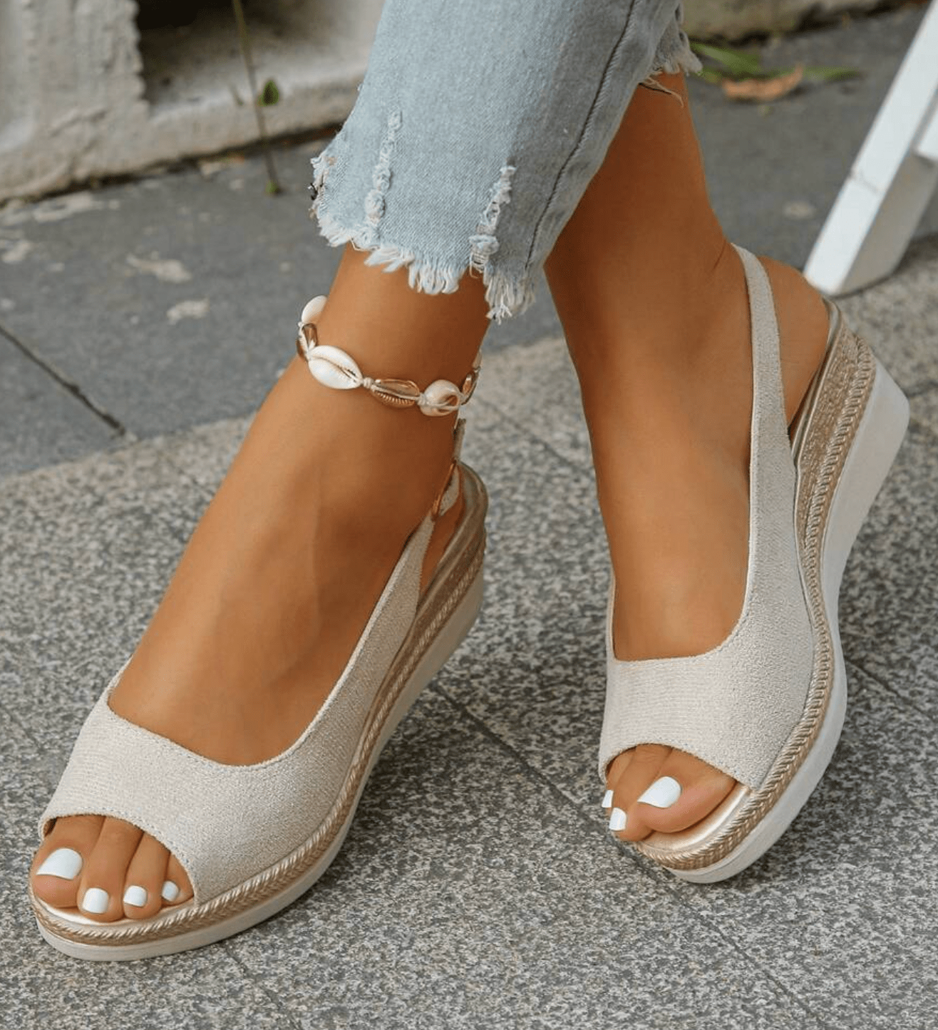 Quélyn™ | Elegant Slingback Wedge Sandals