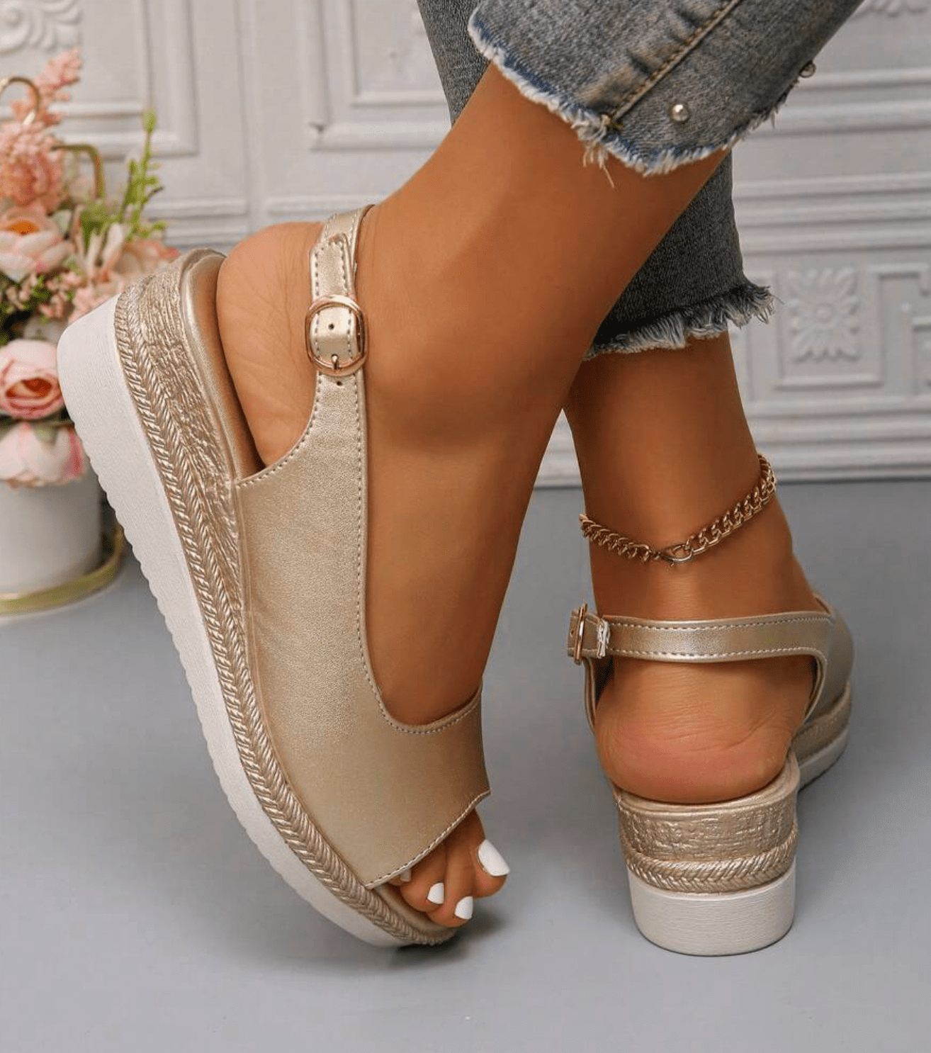 Quélyn™ | Elegant Slingback Wedge Sandals
