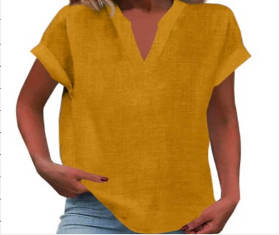 Lynora™ | Breezy V-Neck Linen Top